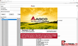 Computer screen displaying an AGCO agricultural software interface with a yellow background and logo.