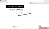 Parts catalog cover for Dry Fertilizer Tenders with Perdiesel Solutions branding.