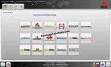 Screen of AGCO electronic diagnostic tool with brand logos displayed