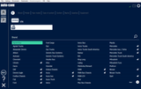 Software interface for vehicle information with brand selection menu on a dark blue background