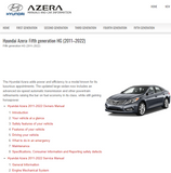 Hyundai Azera Service Manual 2011 – 2022