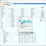 Kubota diesel engine diagnostic software interface on a computer screen