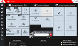 Mitsubishi Fuso truck parts catalog interface with various manuals and resources.