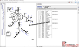 Computer screen displaying a technical diagram and parts list for a diesel engine system.
