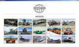 Wirtgen Group Widos product display with various pieces of construction equipment.