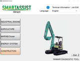 SMARTASSIST Direct software interface with an excavator illustration on a white background