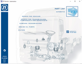 Software interface for ZF Part List with technical diagram and branding