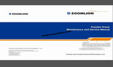 Zoomlion crawler crane maintenance and service manual cover with company logos.